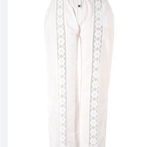 New Inca Cotton White Lace Palazzo Pants Women’s Size S